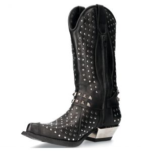 Black Leather Studded New Rock West Boots