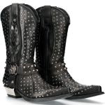 Bottes New Rock West en Cuir Noir à Clous