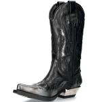Bottes New Rock West en Cuir Pulik Acier et Itali Noir