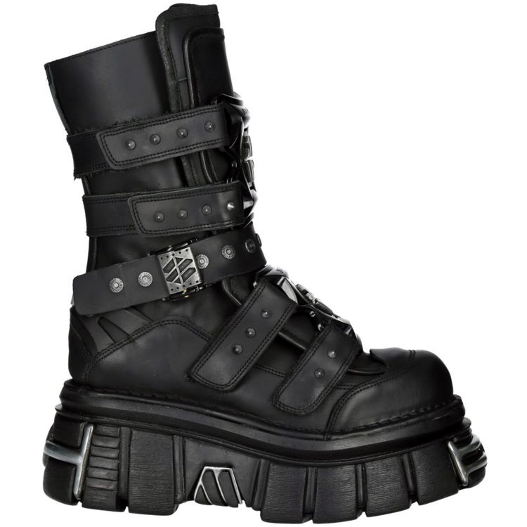 Black New Rock Metallic Tower Boots