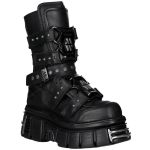 Black New Rock Metallic Tower Boots