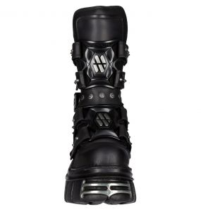 Black New Rock Metallic Tower Boots