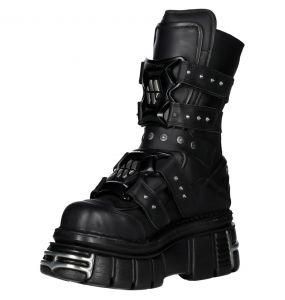 Black New Rock Metallic Tower Boots