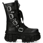 Black Itali Leather New Rock Tank Platform Boots