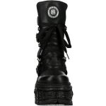 Bottes Plateformes New Rock Tank en Cuir Itali Noir