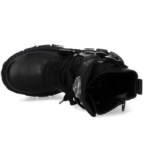 Black Itali Leather New Rock Tank Platform Boots