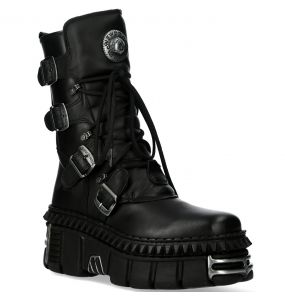 Bottes New Rock Metallic en Cuir Itali et Nomada Noirs