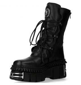 Bottes New Rock Metallic en Cuir Itali et Nomada Noirs