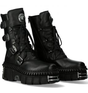 Black Itali and Nomada Leather New Rock Metallic Boots