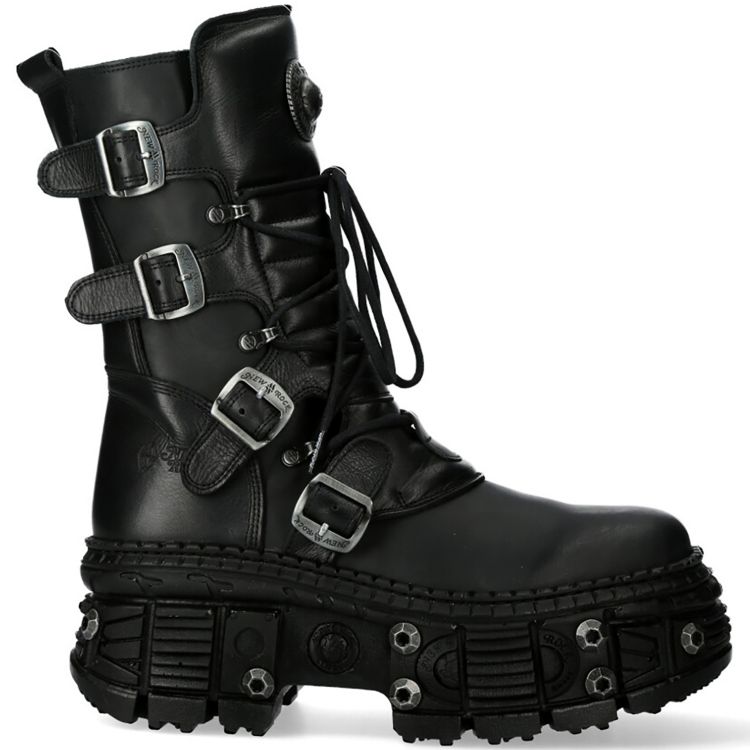 Black Itali and Nomada Leather New Rock Tank Platform Boots