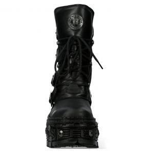 Black Itali and Nomada Leather New Rock Tank Platform Boots