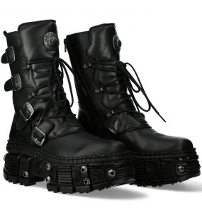 Black Itali and Nomada Leather New Rock Tank Platform Boots