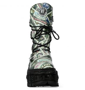 Bottes Plateformes New Rock Tank Imprimées 'One Dollar'