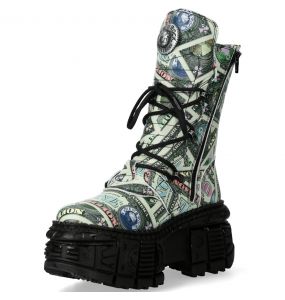 Bottes Plateformes New Rock Tank Imprimées 'One Dollar'