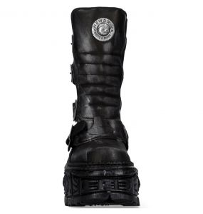 Black Crust Lead Finish New Rock Tank Platform Boots