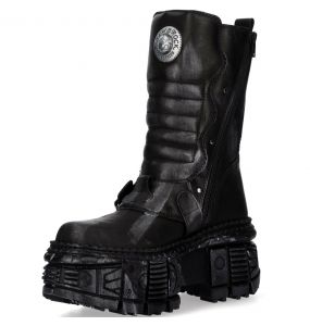 Black Crust Lead Finish New Rock Tank Platform Boots