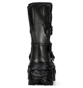 Black Crust Lead Finish New Rock Tank Platform Boots