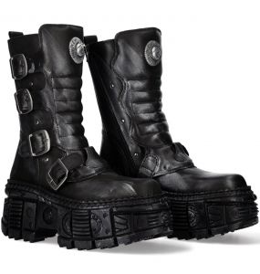 Black Crust Lead Finish New Rock Tank Platform Boots