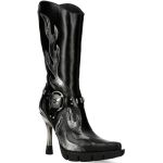 New Rock Malicia Boots in Black and Silver Leather