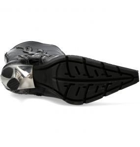 New Rock Malicia Boots in Black and Silver Leather