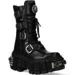New Rock Tank Boots in Black Split Leather