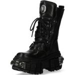 Bottes New Rock Tank en Croûte de Cuir Noire