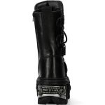 New Rock Tank Boots in Black Split Leather