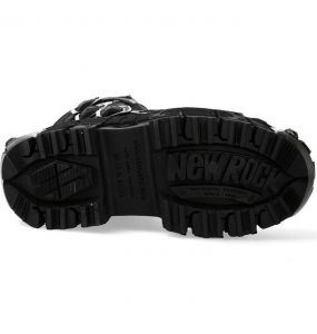 New Rock Tank Boots in Black Split Leather