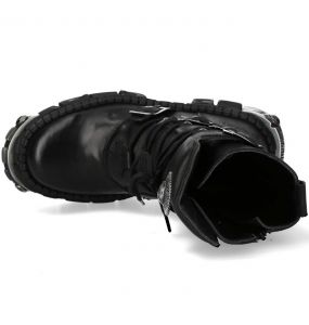 New Rock Tank Boots in Black Split Leather