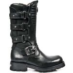 Black Itali Leather New Rock Motorcycles Boots