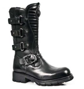 Black Itali Leather New Rock Motorcycles Boots
