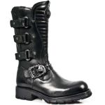 Black Itali Leather New Rock Motorcycles Boots