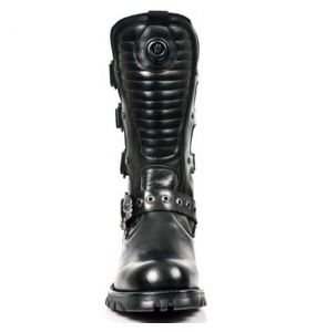 Black Itali Leather New Rock Motorcycles Boots