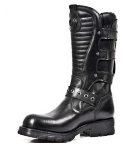 Black Itali Leather New Rock Motorcycles Boots