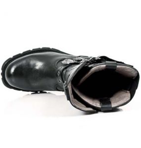 Black Itali Leather New Rock Motorcycles Boots