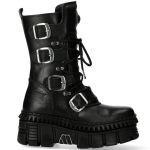 Bottes New Rock Metallic Tower Picos en Cuir Noir