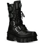 Black Leather New Rock Metallic Tower Picos Boots