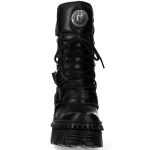 Bottes New Rock Metallic Tower Picos en Cuir Noir