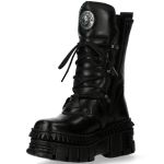 Bottes New Rock Metallic Tower Picos en Cuir Noir