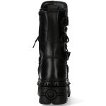 Black Leather New Rock Metallic Tower Picos Boots