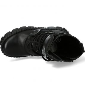 Black Leather New Rock Metallic Tower Picos Boots