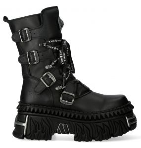 Bottes New Rock Fire Wall Picos en Cuir Noir