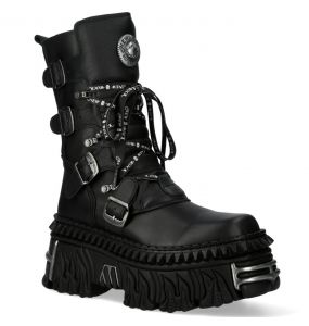 Bottes New Rock Fire Wall Picos en Cuir Noir