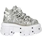 Silver Fur and White New Rock Tank Shoes