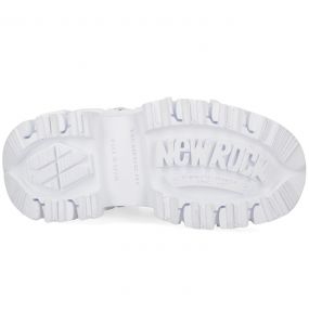 Silver Fur and White New Rock Tank Shoes