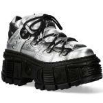 Silver and Black New Rock Tank Platform Shoes