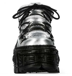 Chaussures Plateformes New Rock Tank Argent et Noires