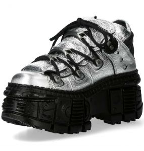 Chaussures Plateformes New Rock Tank Argent et Noires