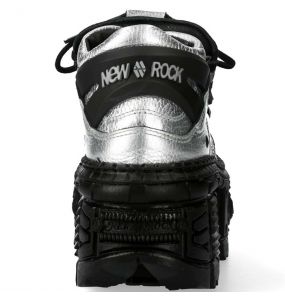 Silver and Black New Rock Tank Platform Shoes