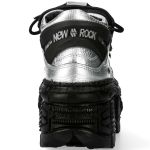 Silver and Black New Rock Tank Platform Shoes